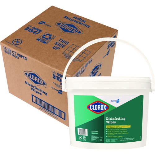 Clorox Disinfecting Wipes, 1-Ply, 7 x 8, Fresh Scent, White, 700/Bucket (31547)