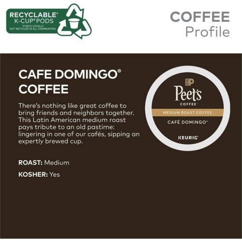 Peet's Coffee® K-Cup Cafe Domingo Coffee Compatible with Keurig Brewer - Medium - K-Cup - Cafe Domingo - 22 / Box (2404) - Image 5