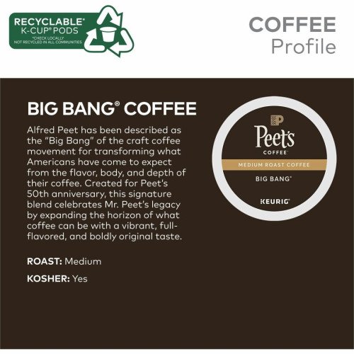 Peet's Coffee® K-Cup Big Bang Coffee Compatible with Keurig Brewer - Medium - K-Cup - Big Bang - 22 / Box (2407) - Image 11