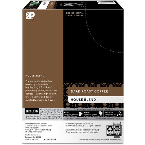 Peet's Coffee® K-Cup House Blend Coffee Compatible with Keurig Brewer - Dark - K-Cup - 22 / Box (2410) - Image 11