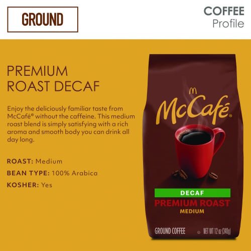 McCafe Ground Coffee, Premium Roast Decaf, 12 oz Bag (5534EA) - Image 4