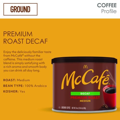 McCafe Ground Coffee, Premium Roast Decaf, 24 oz Can (079737) - Image 4