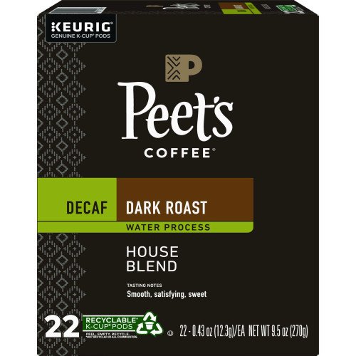 Peet's Coffee & Tea House Blend Decaf K-Cups, 22/Box (6544)