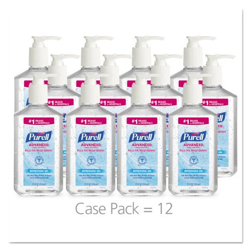 PURELL Advanced Hand Sanitizer Refreshing Gel, Clean Scent, 12 oz Pump Bottle (12/Carton) - Image 2