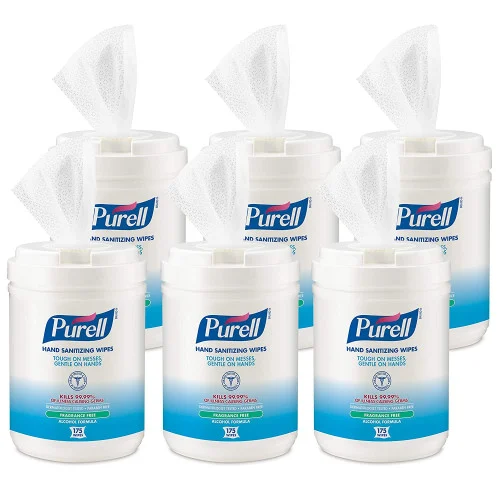 PURELL Hand Sanitizing Wipes Alcohol Formula – 175 Count Canister 6/Carton (903106)