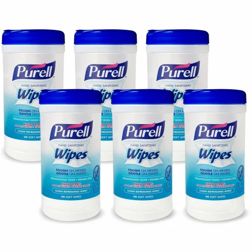 PURELL® Clean Scent Hand Sanitizing Wipes, Textured, White, 40 Wipes per Tub, 6/Carton (912006CMRCT)