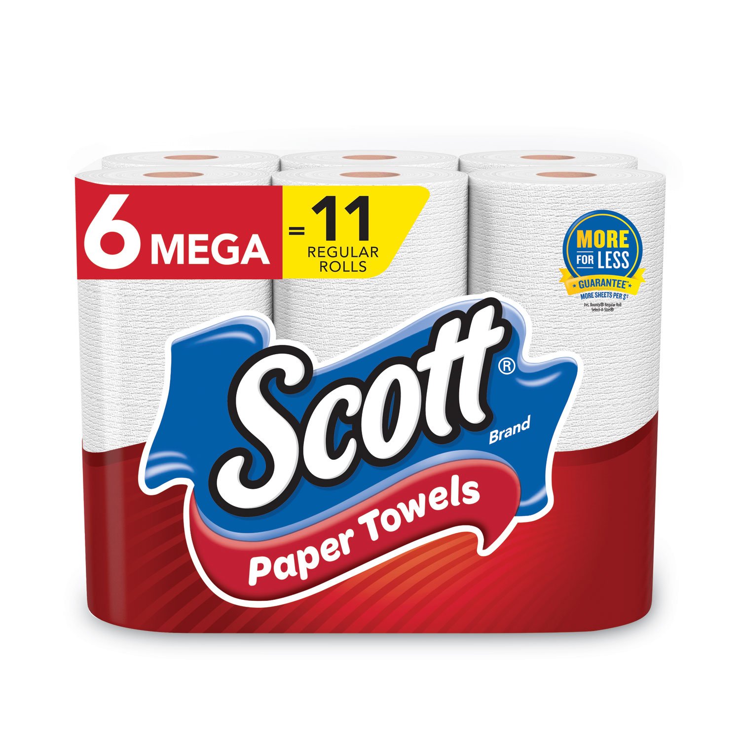 Scott Choose-A-Size Mega Paper Towels, 1-Ply, 100 Sheets per Roll, 6 Rolls Pack, 4 Packs per Carton (55413)