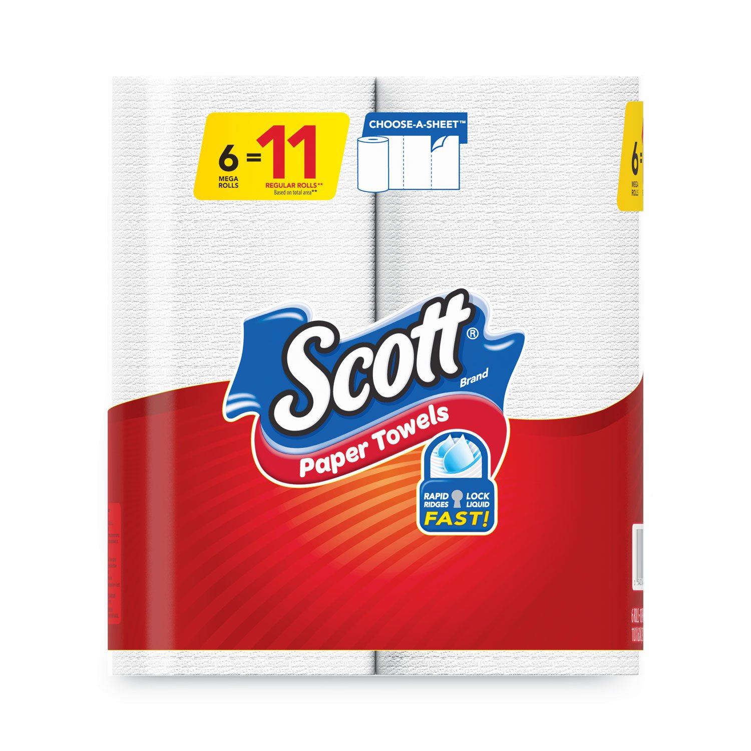 Scott Choose-A-Size Mega Paper Towels, 1-Ply, 100 Sheets per Roll, 6 Rolls Pack, 4 Packs per Carton (55413) - Image 5