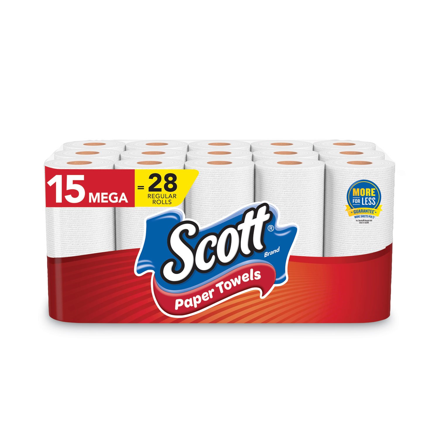 Scott Choose-A-Sheet Mega Kitchen Paper Towels, 1-Ply, White, 7.31" x 11", 108 Sheets per Roll, 15 Rolls per Pack, 2 Packs per Carton (55417) - Image 3