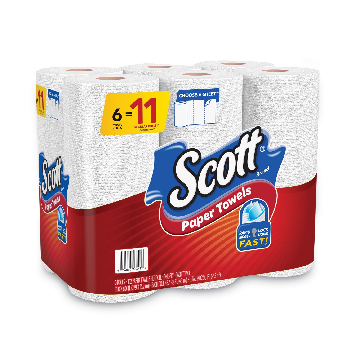 Scott Choose-A-Size Mega Paper Towels, 1-Ply, 100 Sheets per Roll, 6 Rolls Pack, 4 Packs per Carton (55413) - Image 2