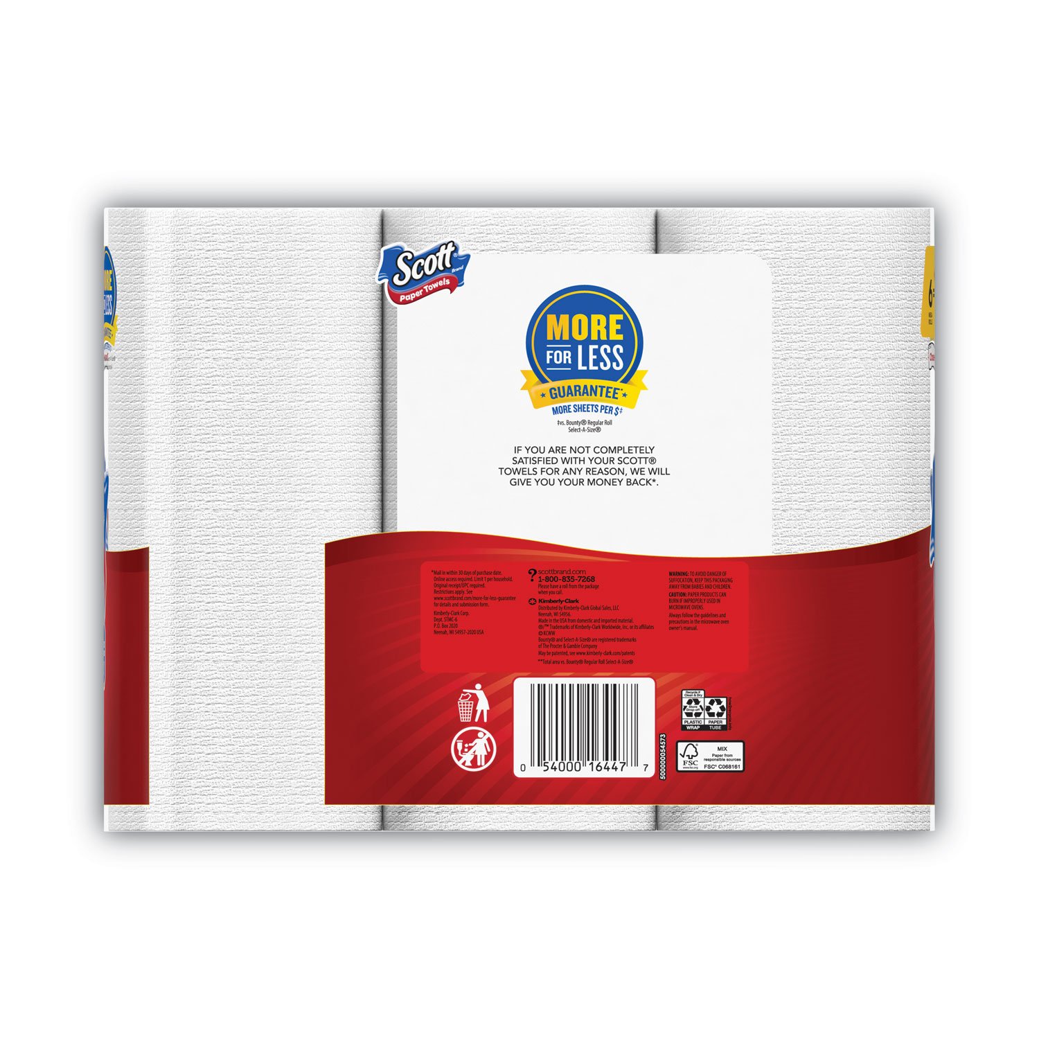 Scott Choose-A-Size Mega Paper Towels, 1-Ply, 100 Sheets per Roll, 6 Rolls Pack, 4 Packs per Carton (55413) - Image 4