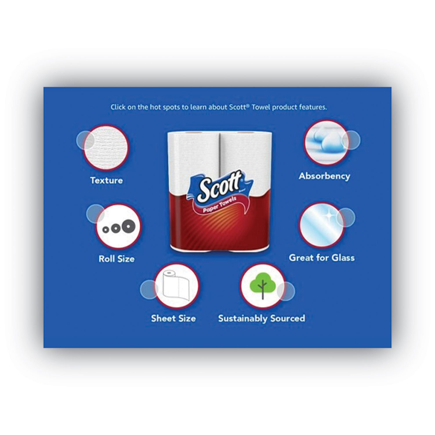 Scott Choose-A-Sheet Mega Kitchen Paper Towels, 1-Ply, White, 7.31" x 11", 108 Sheets per Roll, 15 Rolls per Pack, 2 Packs per Carton (55417) - Image 7