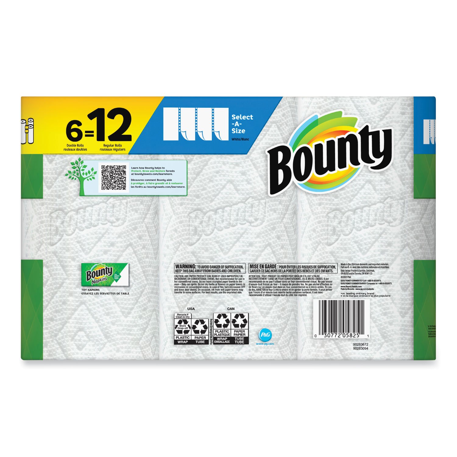 Bounty Select-A-Size Paper Towels 6 Double Rolls | White Paper Towels - Image 2