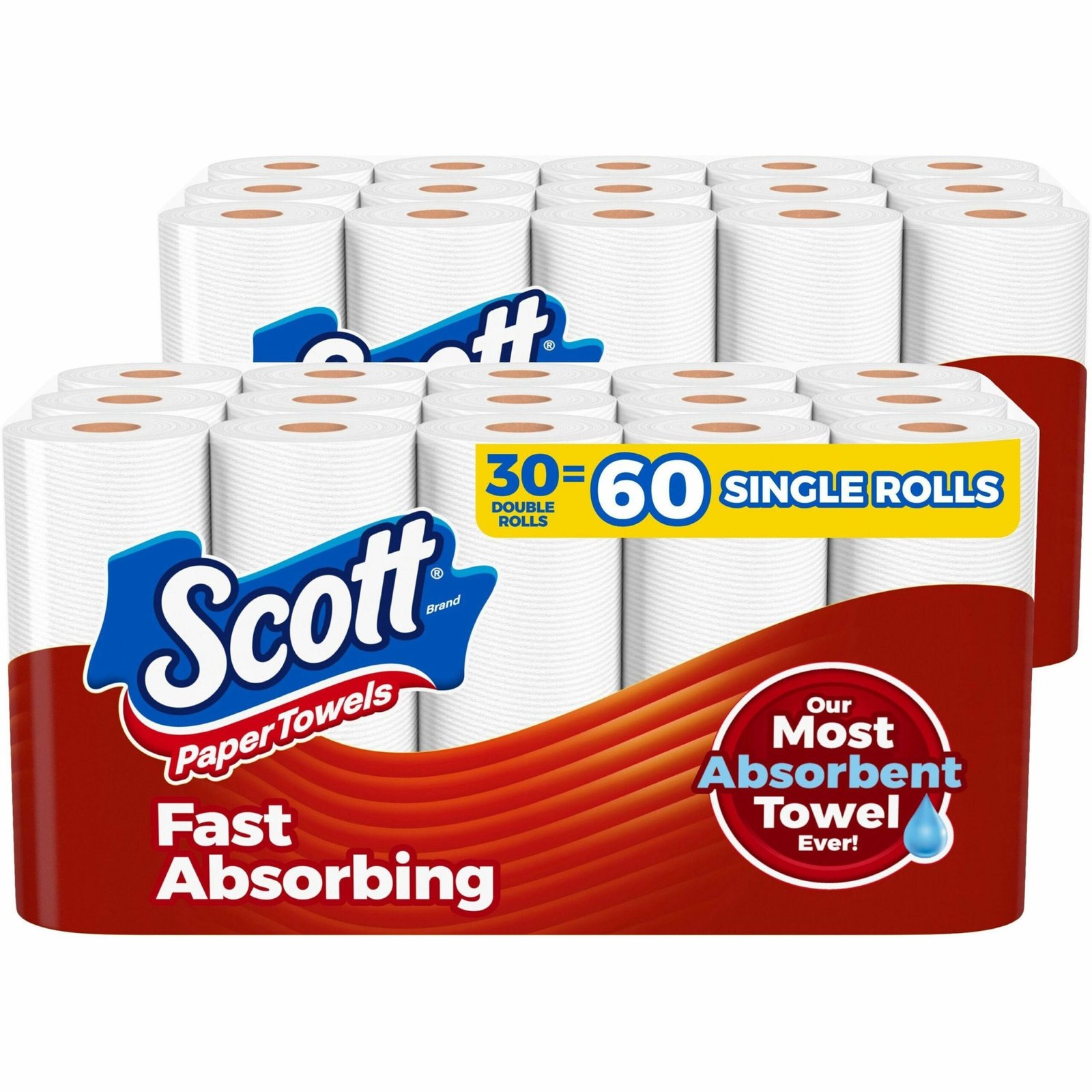 Scott Choose-A-Sheet Mega Kitchen Paper Towels, 1-Ply, White, 7.31" x 11", 108 Sheets per Roll, 15 Rolls per Pack, 2 Packs per Carton (55417)
